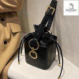 Túi Xách Bucket Nhỏ Gọn Chất Liệu Da Vegan, Phong Cách Thời Trang Cho Công Sở Và Đi Chơi